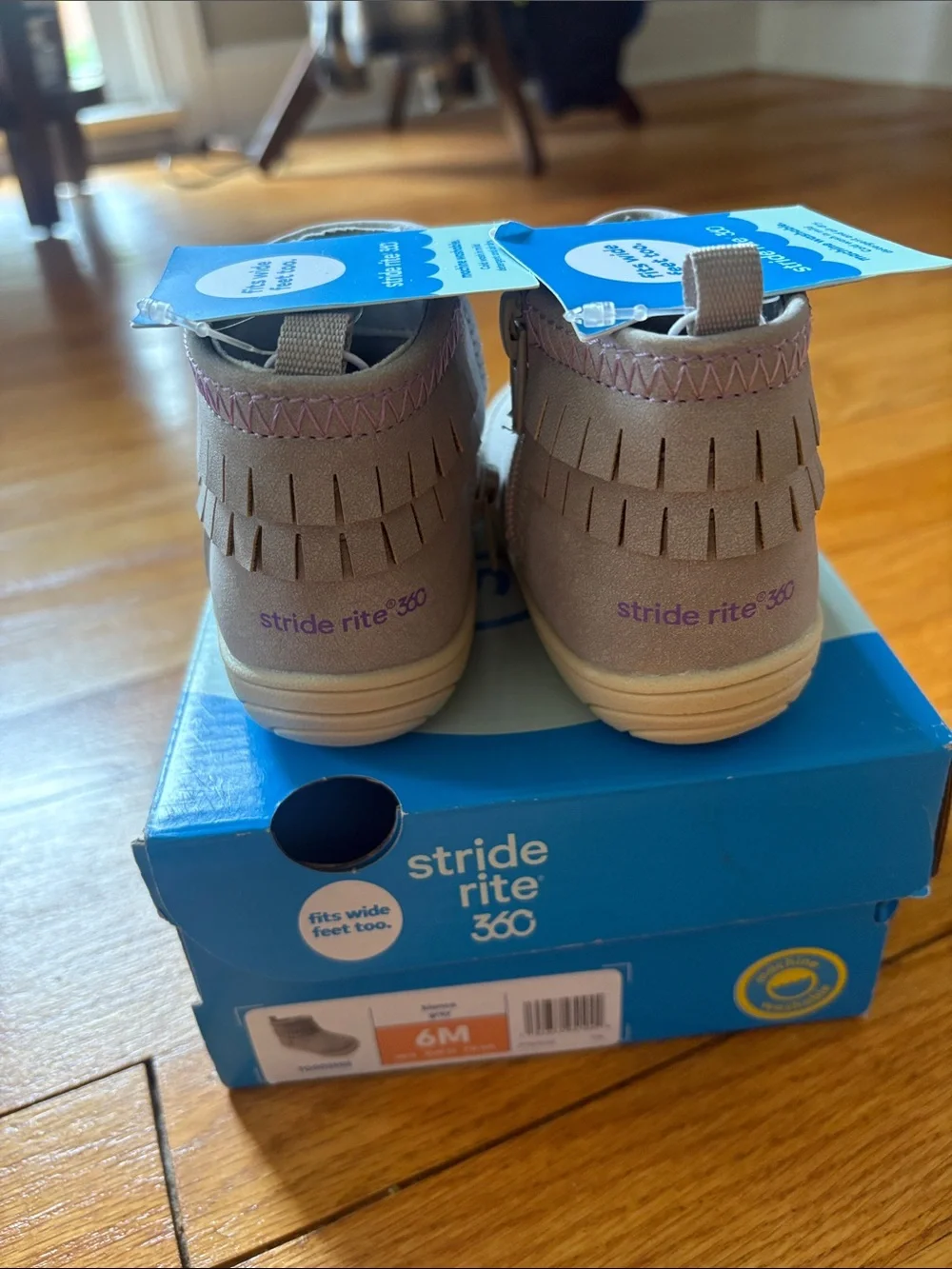 Stride Rite Light Gray Fringe Ankle Boots with Zipper